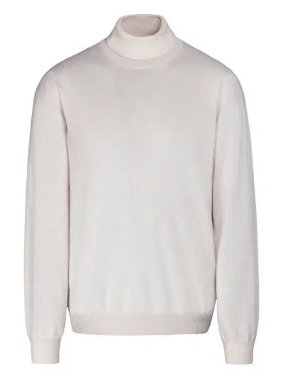 Moorer Roll-neck Cashmere-blend Sweater In White