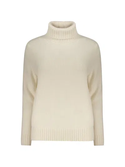 Moorer Roll-neck Knitted Sweater In White