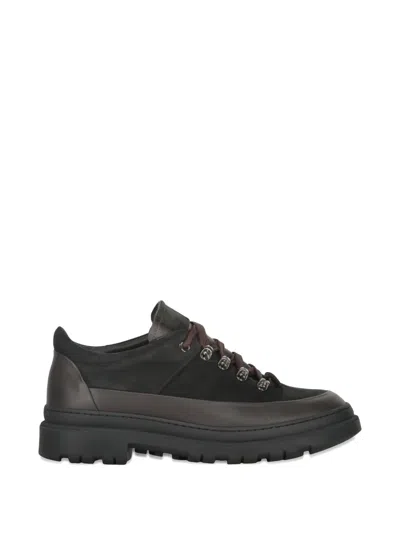 Moorer Roque Lace-up Leather Hiking Boots In Black