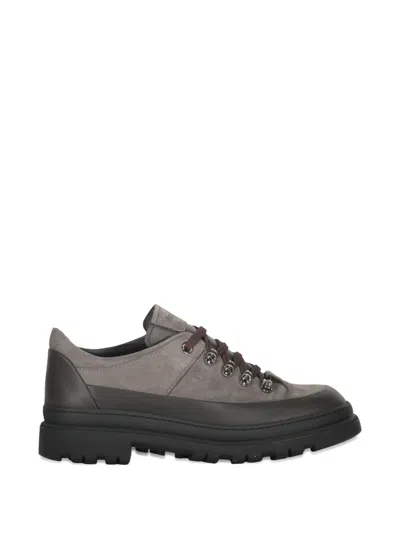 Moorer Roque Leather Lace-up Hiking Boots In Gray