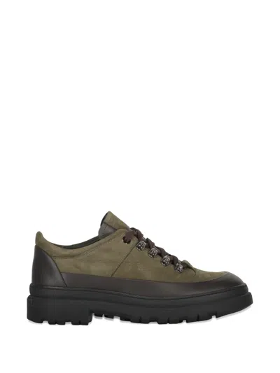 Moorer Roque Leather Lace-up Hiking Boots In Green