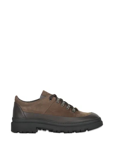 Moorer Roquen Lace-up Leather Sneakers In Brown