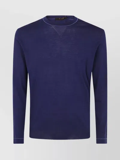 Moorer Round Neck Knitwear Long Sleeves In Blue