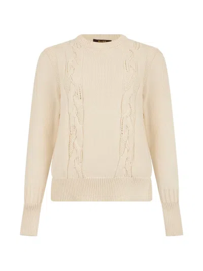 Moorer Round-neck Sweater In White