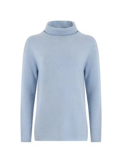 Moorer Roxy-pkt Roll-neck Raglan-sleeve Sweater In Blue
