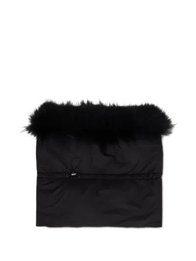 Moorer Ruby-op Faux Fur-trim Padded Scarf In Black