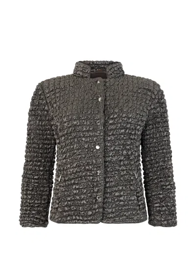 Moorer Ruched Mock-neck Jacket In Green