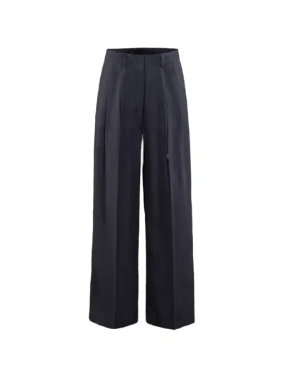 Moorer Rumy Pleated Wide Trousers In Black