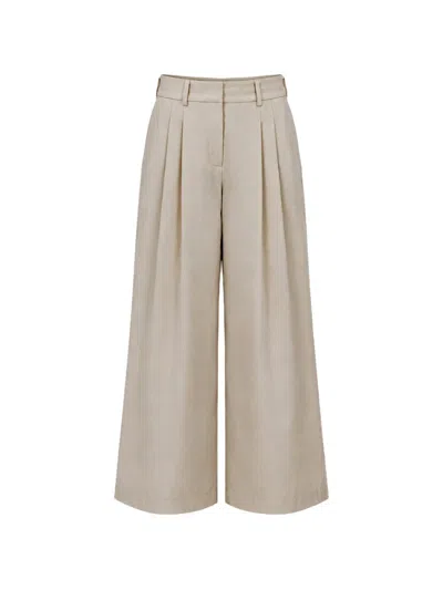 Moorer Rumy Pleated Wide-leg Trousers In Neutral