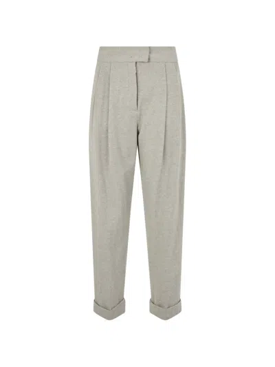 Moorer Ruth-cms Pleated Tapered Trousers In Gray