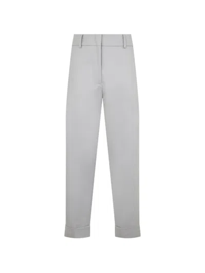 Moorer Sabrina Turn-up Trousers In Gray