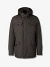 Moorer Long Sleeve Hooded Padded Jacket With Pockets In Brown
