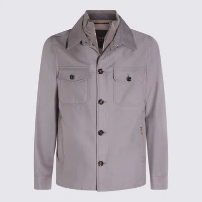 Moorer Sand Dulac Cotton Casual Jacket In Gray