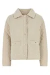 Moorer Shaira Quilted Jacket Collared Neck In Stone