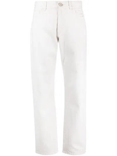 Moorer Logo-patch Straight-leg Jeans In Weiss