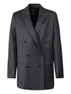 Moorer Saphira-lxw Double-breasted Blazer In Gray