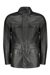 Moorer Four-pocket Drawstring Leather Jacket In Black