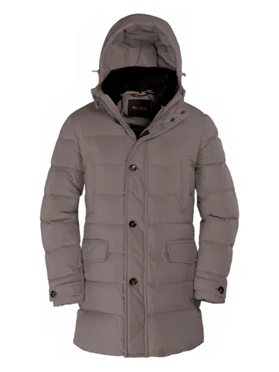 Moorer Saturno Hooded Padded Coat In Gray