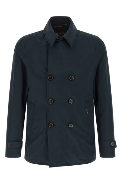 Moorer Scap Arqua Wfc Double Breasted Trench In Blue