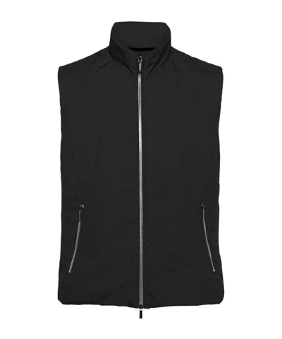 Moorer Stand-up Collar Zip-up Vest In Black