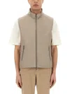 Moorer High Collar Sleeveless Side Pockets T-shirt In Gray