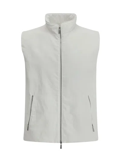 Moorer Vest Jacket Functional High Collar In Kingstone White