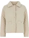 Moorer Shaira Quilted Jacket Collared Neck In Neutrals