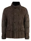Moorer Shearling-collar Quilted Jacket In Brown