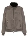 Moorer Shearling-collar Zip-front Jacket In Brown