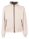 Moorer Shearling-collar Zip-front Jacket In Neutral
