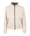 Moorer Shearling-collar Zip-front Jacket In Neutral