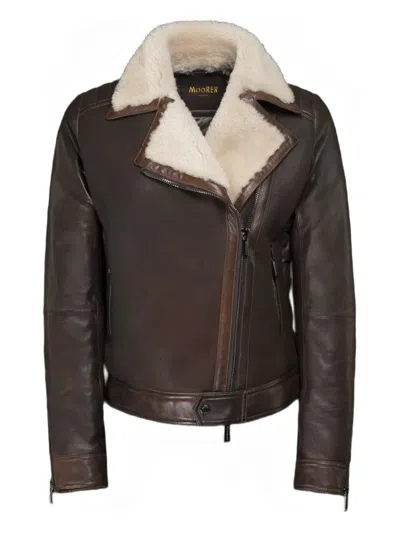 Moorer Shearling-leather Jacket In Brown
