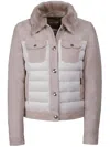 Moorer Shearling Padded Jacket In Nude