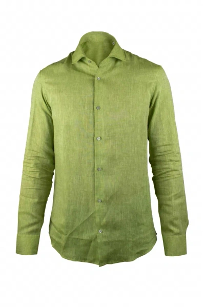 Moorer Sorrento-sa Linen Shirt In Green