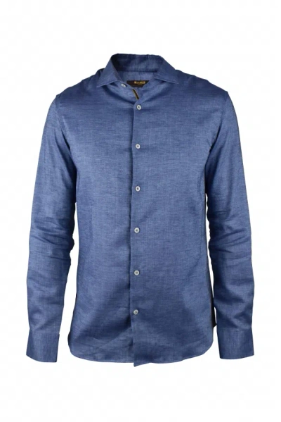 Moorer Luxury Shirt For Men    Sorrento Cst  Shirt In Dark Blue Linen