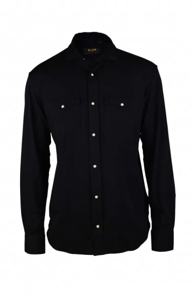 Moorer Luxury Shirt For Men    Garret M3  Black Shirt With Pockets