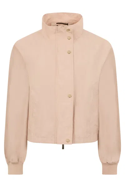 Moorer Short Beige Jacket With High Collar And Casual Yet Refined Design. In Pink
