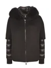 Moorer Short Cape Jacket With Detachable Quilted Inner And Fur Trim In Black