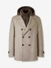 Moorer Hooded Button Jacket In Brown