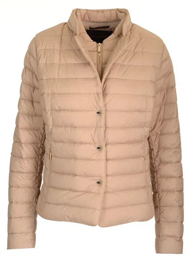 Moorer Short Down Jacket Coats Brown In Beige