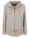 Moorer Short Flared Jacket With Detachable Down Vest In Brown
