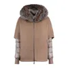 Moorer Short Hazelnut Hood Matched With Down Jacket In Neutral