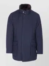 Moorer Short Jacket Featuring High Collar And Pockets In Blue