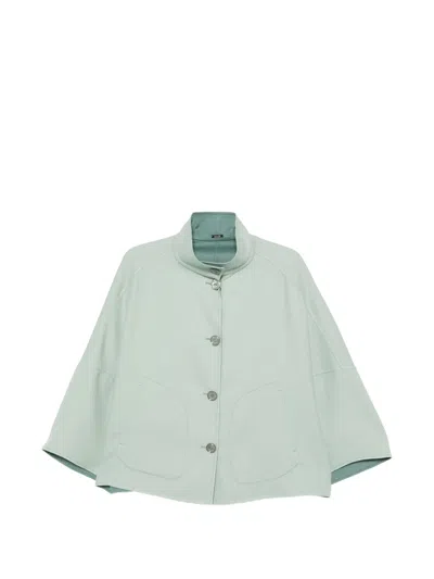 Moorer Short Loose Fitting Jacket With High Collar In White
