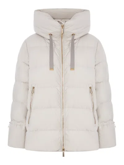 Moorer Short Quilted Nylon Down Jacket With Hood In White