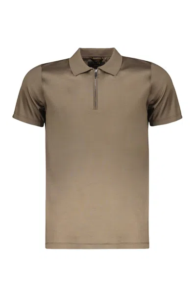 Moorer Short Sleeve Cotton Polo Shirt In Gray