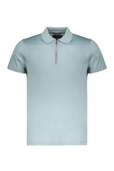 Moorer Short Sleeve Cotton Polo Shirt In Gray