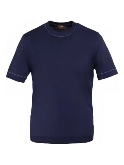 Moorer Short-sleeve Crew-neck T-shirt In Blue
