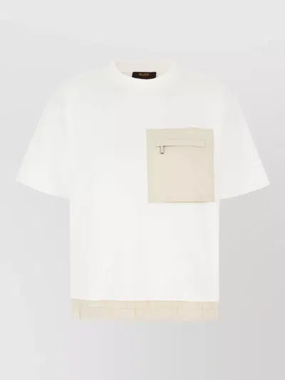 Moorer Short Sleeve Crew Neck Top Chest Pocket In Black