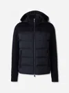 Moorer Allori Quilted Knitted-sleeve Jacket In Blue